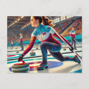 Postal Curling femenino deportista deportista