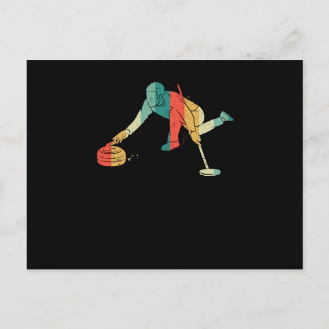 Postal Curling Silhouette Curlers Sliling Ice Funny (Anverso)