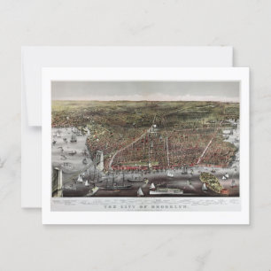 Postal Currier and Ives print de Brooklyn, 1886