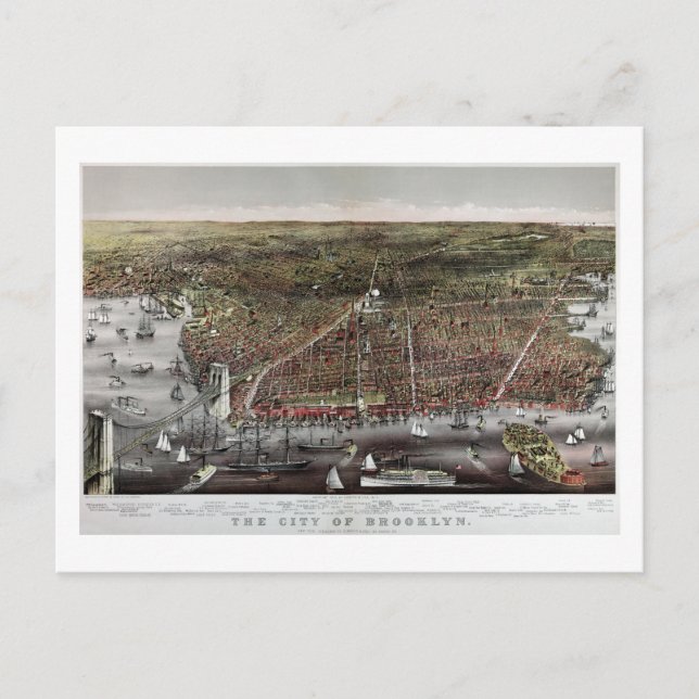 Postal Currier and Ives print de Brooklyn, 1886 (Anverso)