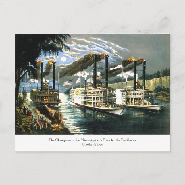 Postal Currier e Ives - Postcard - Campeón Mississippi (Anverso)