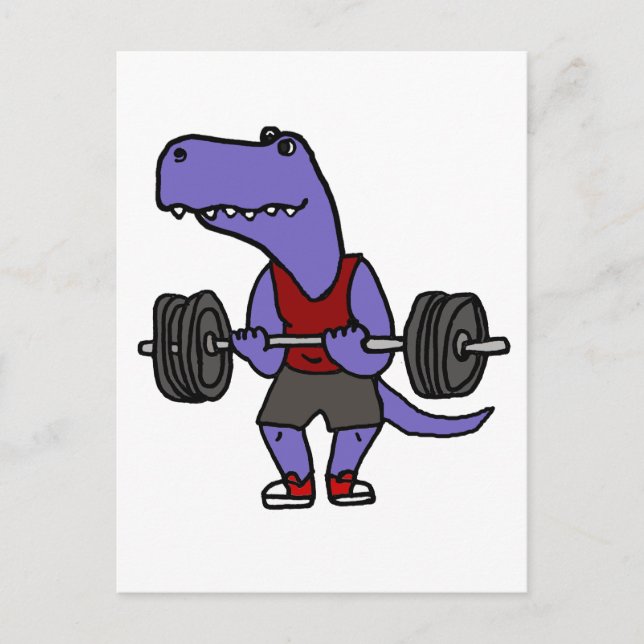 Postal Curte Blue T-rex Dinosaur Weightlifter (Anverso)