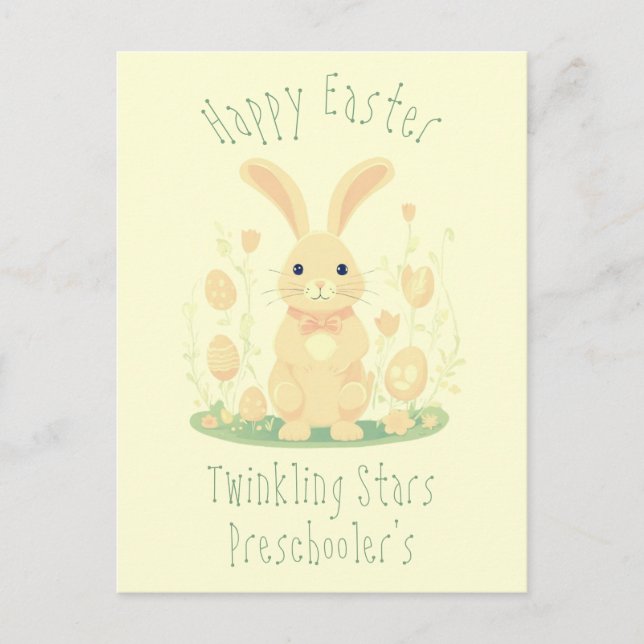 Postal Curte Feliz Pascua Conejo Conejo Preescolar Amaril (Anverso)