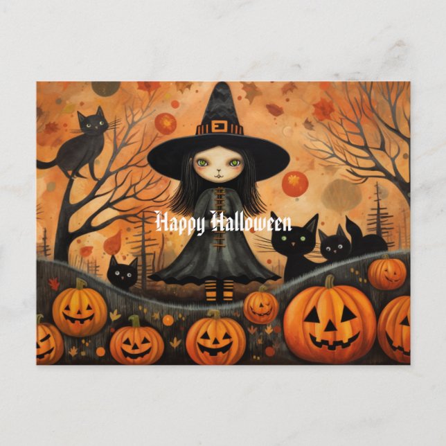 Postal Curte Halloween Witch 4 (Anverso)