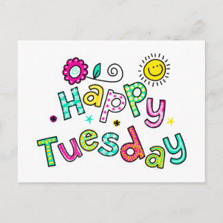 Postal Curte Happy Tuesday Week Grey Expresión de texto
