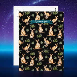 Postal Curte Kangaroo Print Animal Aovers Wallaby Wildlif