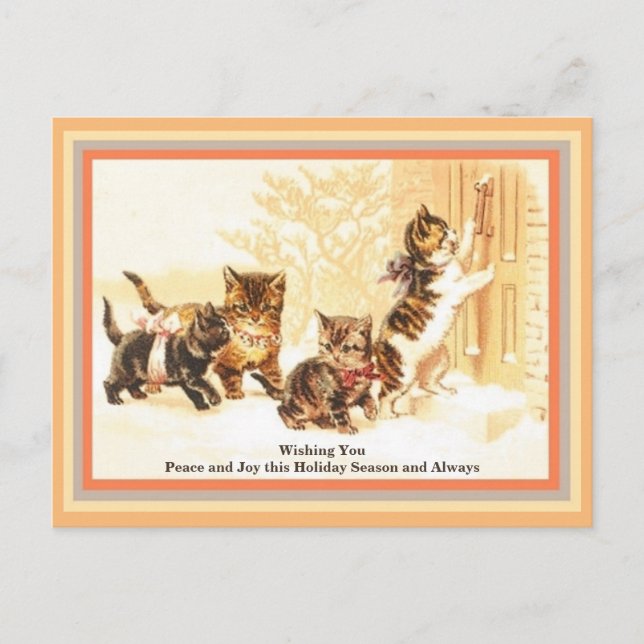 Postal Curte Kittens Visita Vintage Copia de dibujos (Anverso)