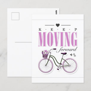 Postal Curte Motivational Keep Moving Avance con la bicic