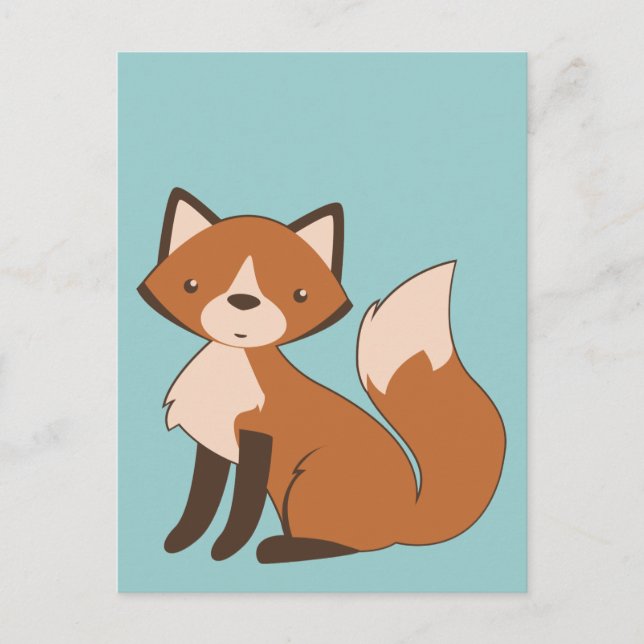 Postal Curte Sitting Fox (Anverso)