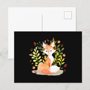 Postal Curte Watercolor Fox Animal