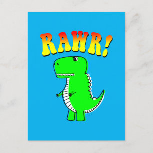 Postal Curte y enojado T-Rex RAWR Groovy Textos