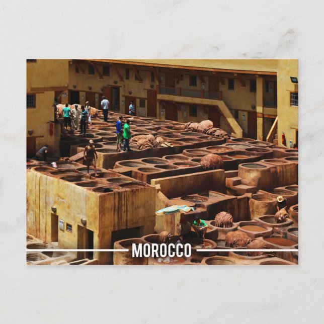 Postal Curtiduría de cuero de Fes - Chouara Marruecos (Anverso)