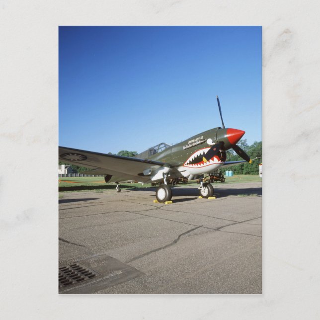 Postal Curtiss P-40 Warhawk, en la exposición aérea de Mi (Anverso)