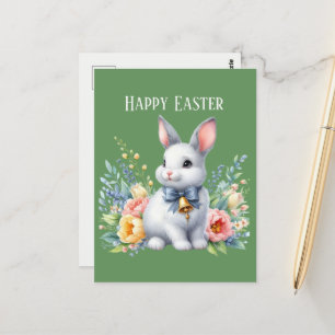 Postal Curva acuática Mensaje del conejito de Pascua