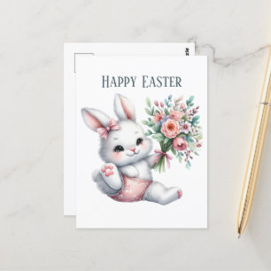 Postal Curva acuática Mensaje del conejito de Pascua