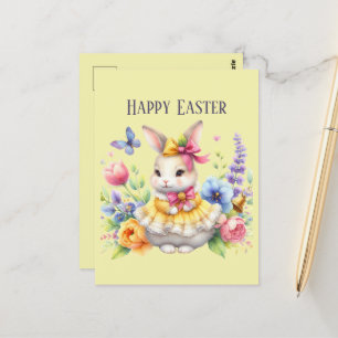 Postal Curva acuática Mensaje del conejito de Pascua