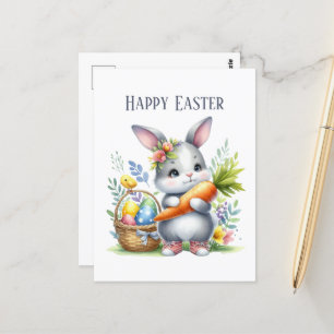 Postal Curva acuática Mensaje del conejito de Pascua