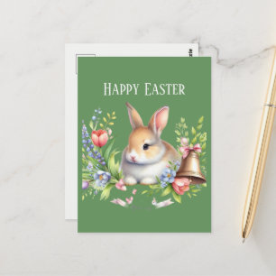 Postal Curva acuática Mensaje del conejito de Pascua
