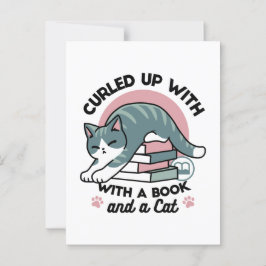 Postal Curva con un libro y un gato - cómodos lectores de