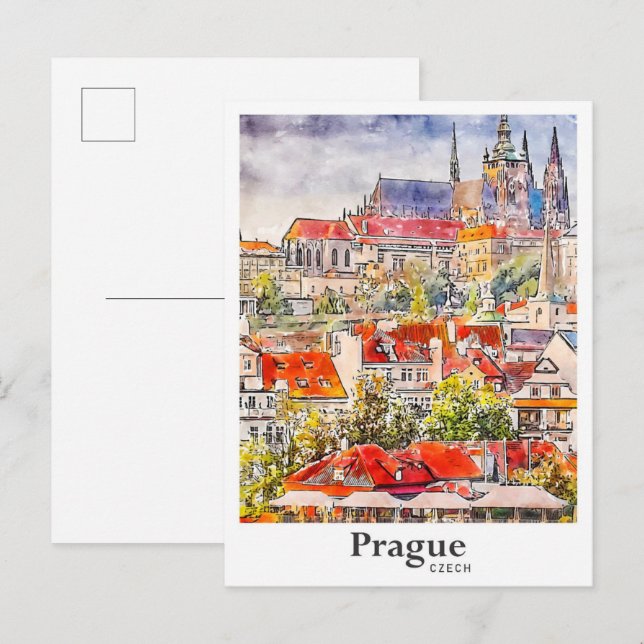 Postal Curva de agua de la República Checa de Praga (Anverso / Reverso)