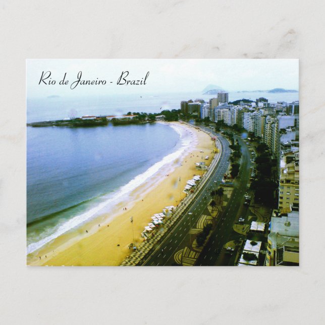 Postal Curva de Copacabana, Río de Janeiro, el Brasil (Anverso)