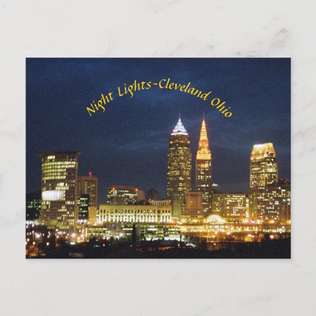 Postal Curva de luces nocturnas Cleveland Ohio Postcard (Anverso)