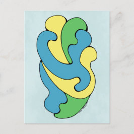 Postal Curvas de abrazo (amarillo, azul, verde)