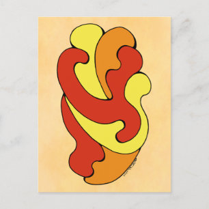 Postal Curvas de abrazo (amarillo, rojo, Naranja)