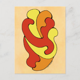 Postal Curvas de abrazo (amarillo, rojo, Naranja)