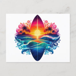 Postal Curvas de Surfboard de Sunset