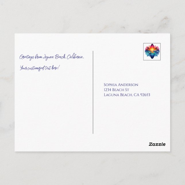 Postal Curvas de Surfboard de Sunset (Reverso)