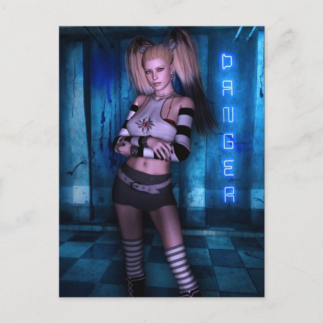 Postal Curvas peligrosas Chicas góticos™ Pinza de fantasí (Anverso)