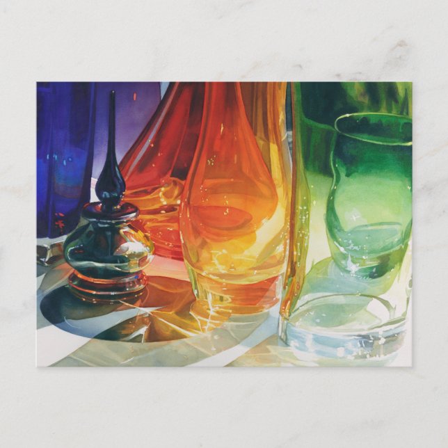 Postal "Curvas perfectas" acuarela de cristal de arte (Anverso)