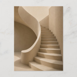 Postal Curved Staircase Minimalist Beige Postcard