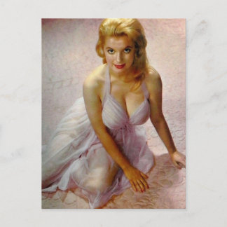 Postal Curvy Beautiful pin up chica Postcard