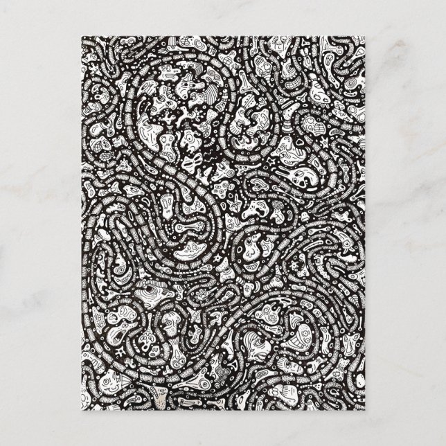Postal Curvy Twisty Cartoon Weird Faces Design (Anverso)