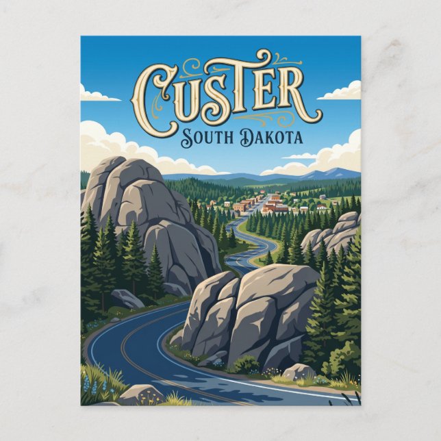 Postal Custer Dakota del Sur (Anverso)