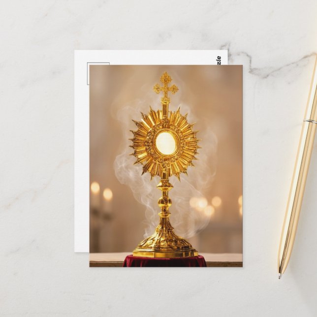 Postal Custodia del domingo de Corpus Christi Eucaristía  (Anverso/Reverso In Situ)
