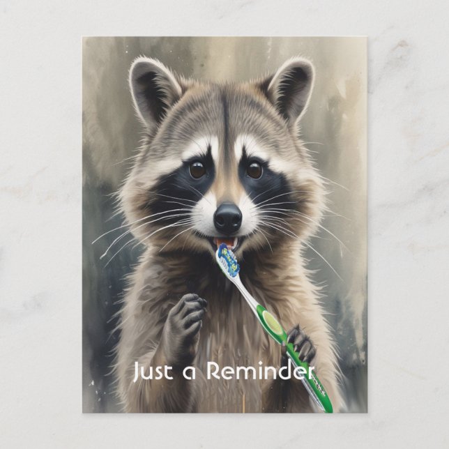 Postal Custom Check up Reminder Dentist Fun Raccoon (Anverso)