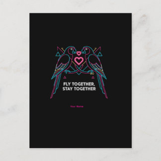 Postal Custom Couple Anniversary Neon Parrots Winter Hood