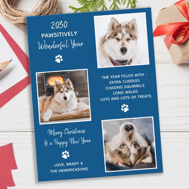 Postal Custom Dog Pet Photo Year in Review Christmas  Hol (Subido por el creador)
