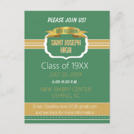 Postal Custom Green 50th Class Reunion Invite