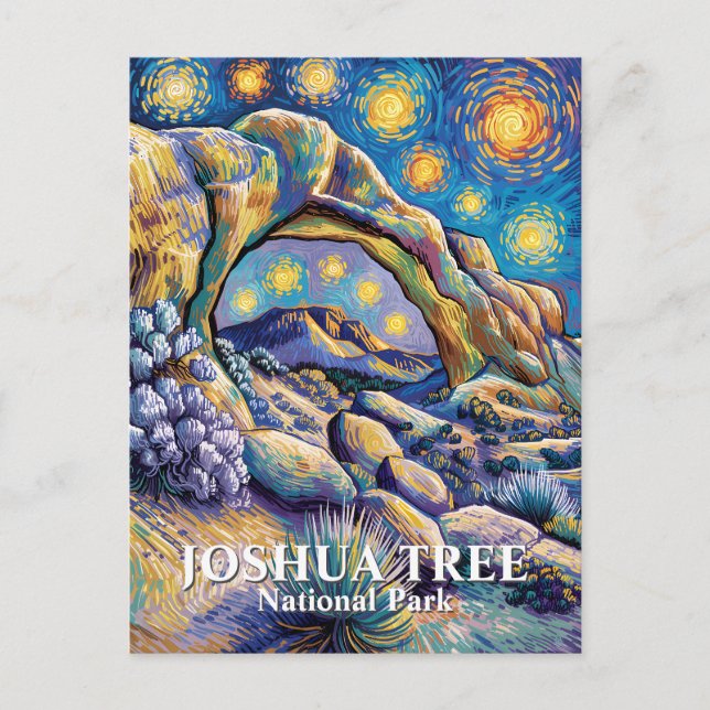 Postal Custom Joshua Tree Arch Rock Starry Night Colorful (Anverso)