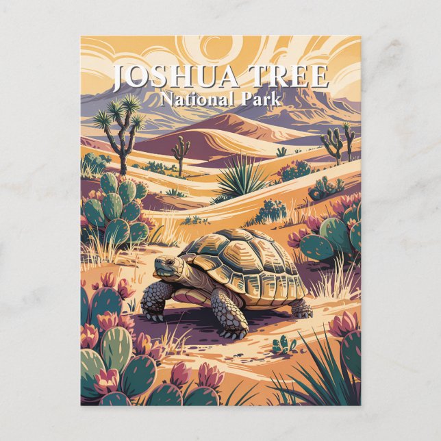 Postal Custom Joshua Tree Tortoise Retro Desert Landscape (Anverso)