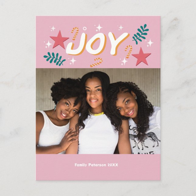 Postal custom joy trendy photo girly cute Thank You Card (Anverso)