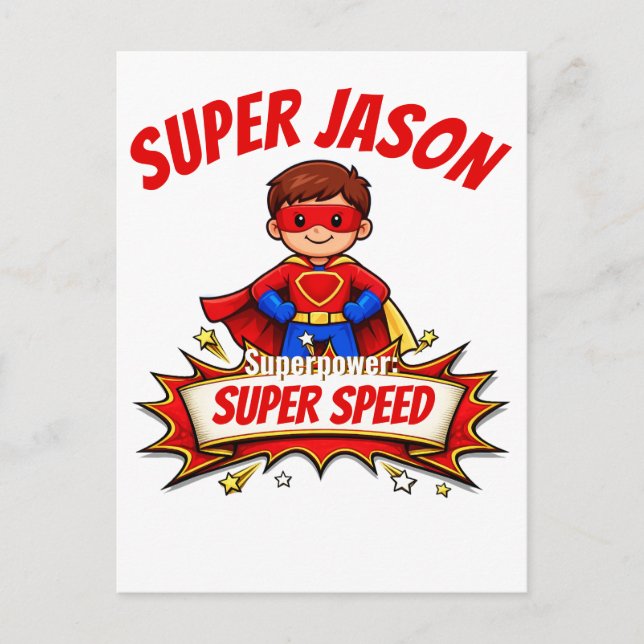 Postal Custom Kids Superhero Name & Superpower (Anverso)