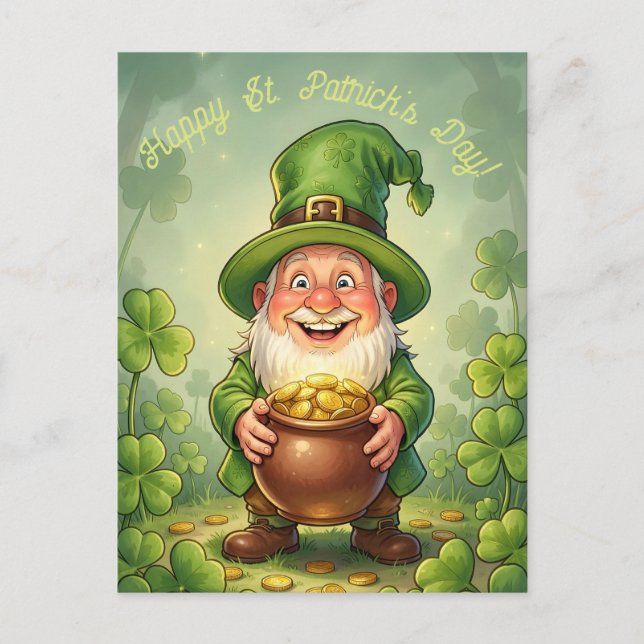 Postal Custom Leprechaun Gnome Happy St. Patrick's Day  (Anverso)