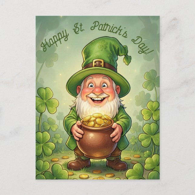 Postal Custom Leprechaun Gnome Happy St. Patrick's Day  (Anverso)