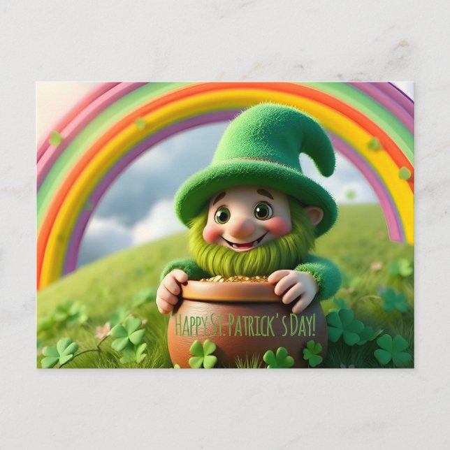 Postal Custom Leprechaun Gnome St. Patrick's Day Shamrock (Anverso)