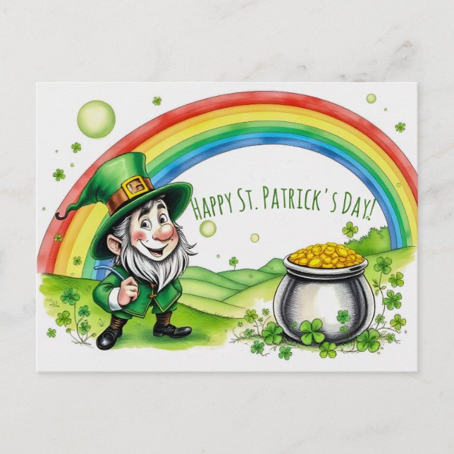 Postal Custom Leprechaun Gnome St. Patrick's Day Shamrock (Anverso)